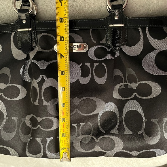 Authentic Coach Gallery Signature 3 Color Lurex Tote Bag - Black/Gray/Silver - Picture 5 of 12